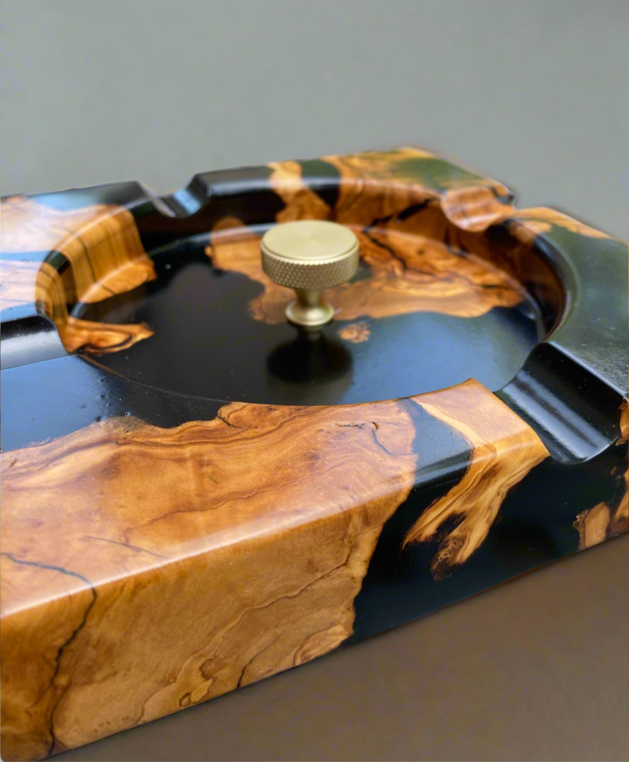 Olivewood and Black Epoxy Cigar Tray