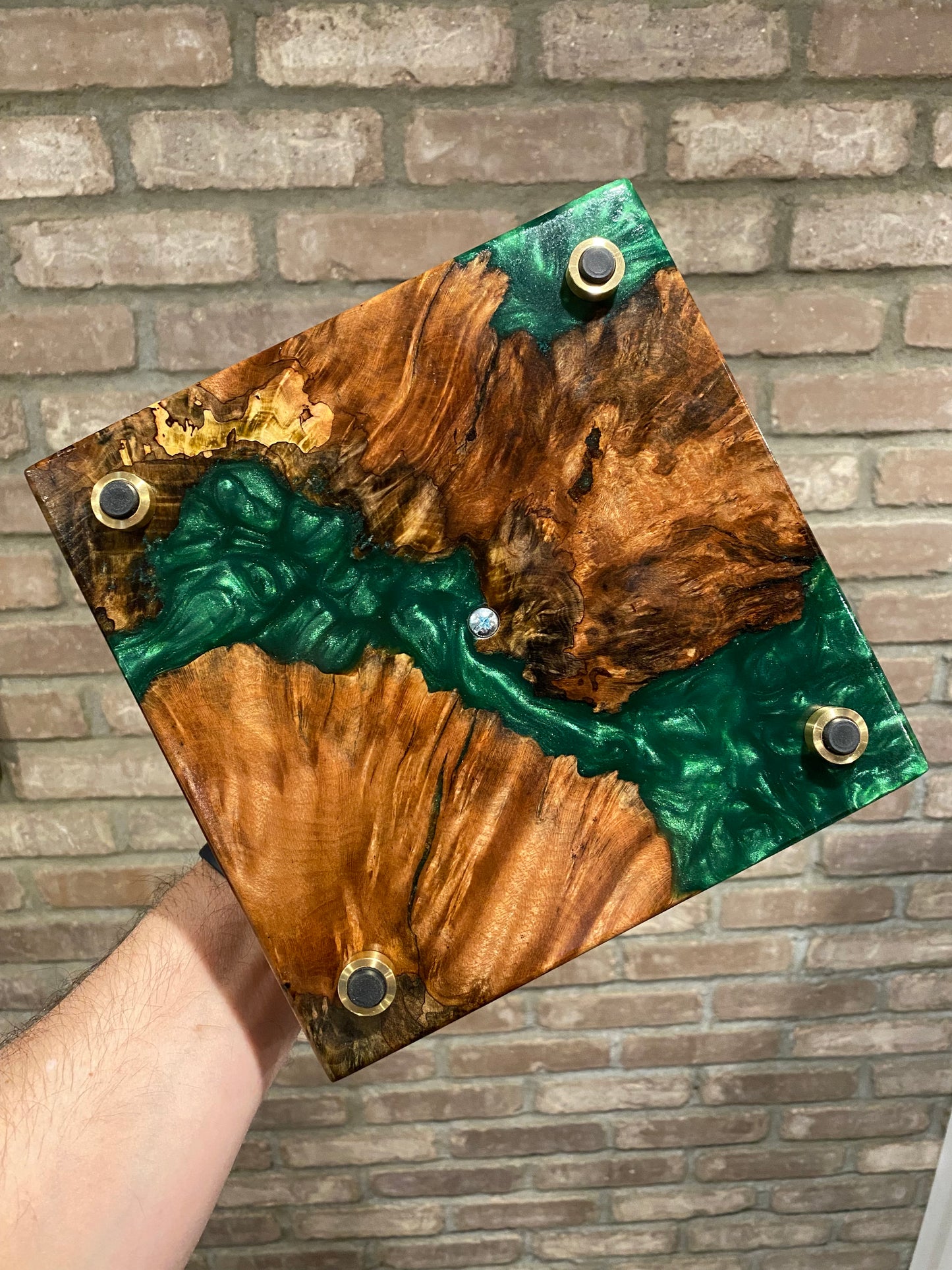 Emerald Green and Burl Cigar Tray