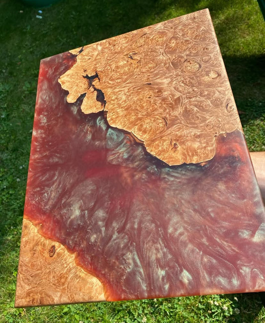 Maple Burl with Colorshift epoxy serving board.