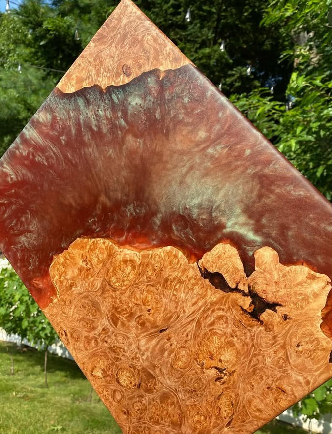Maple Burl with Colorshift epoxy serving board.