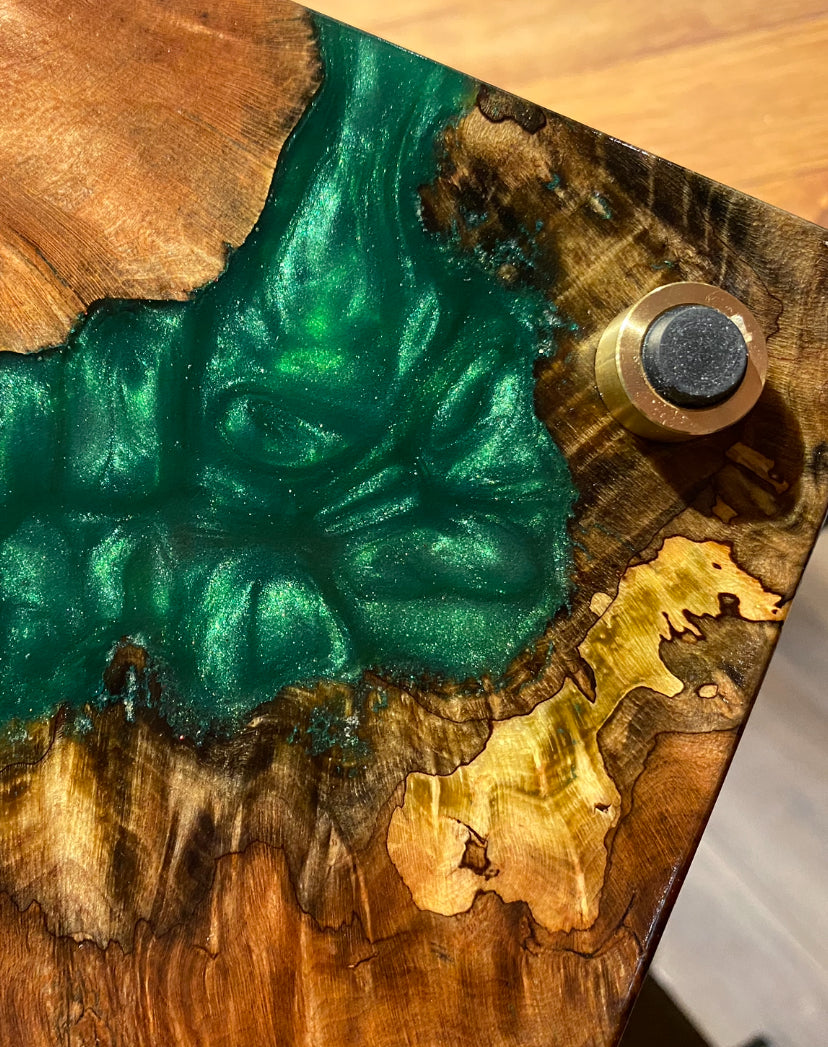 Emerald Green and Burl Cigar Tray