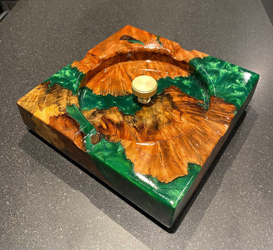 Emerald Green and Burl Cigar Tray
