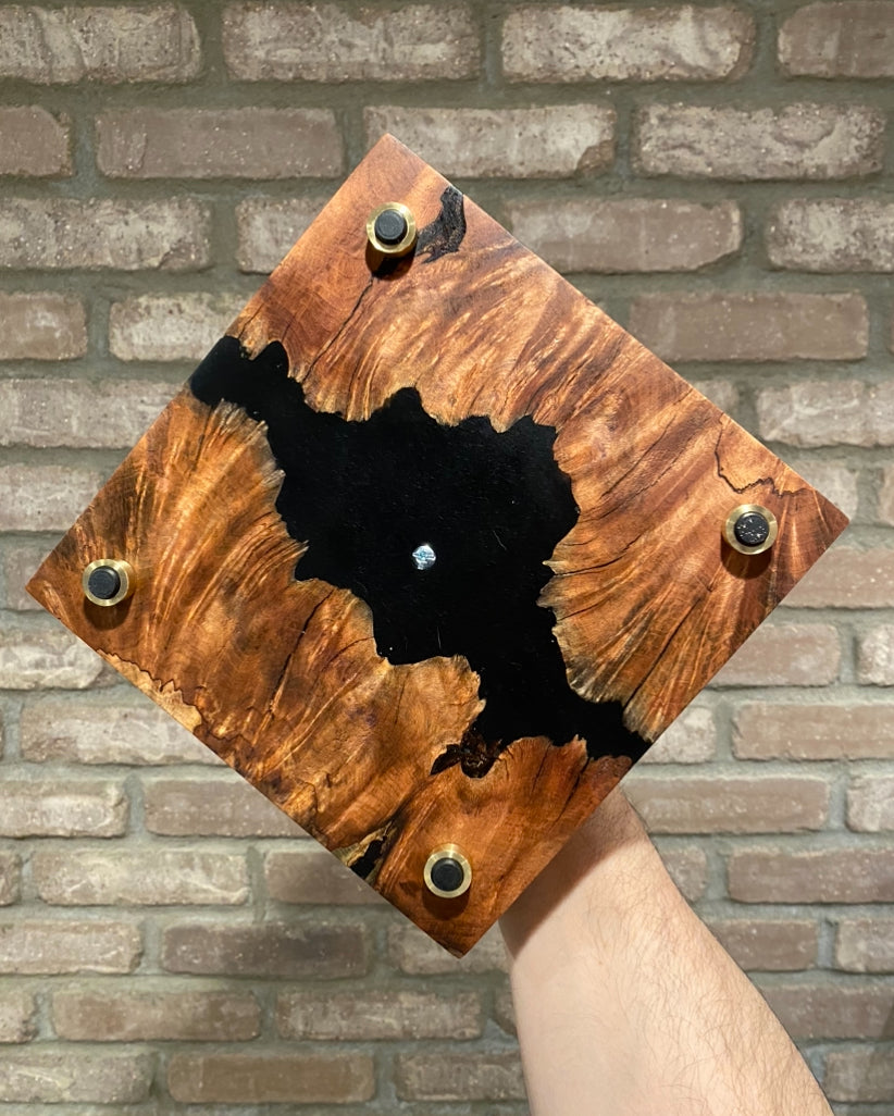 Matte Black Epoxy and Burl Cigar Tray