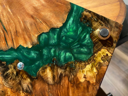Emerald Green and Burl Cigar Tray