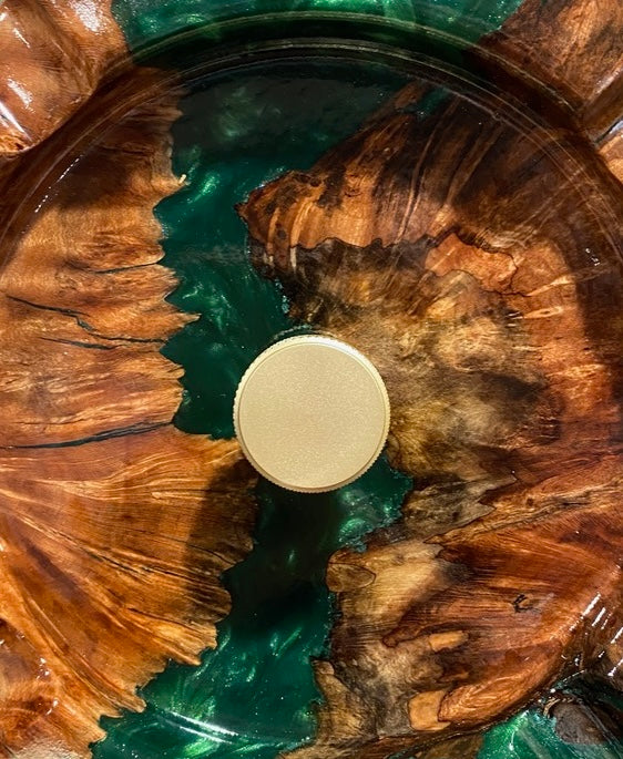 Emerald Green and Burl Cigar Tray