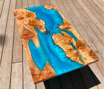 Maple with Blue/Green Epoxy Coffee Table