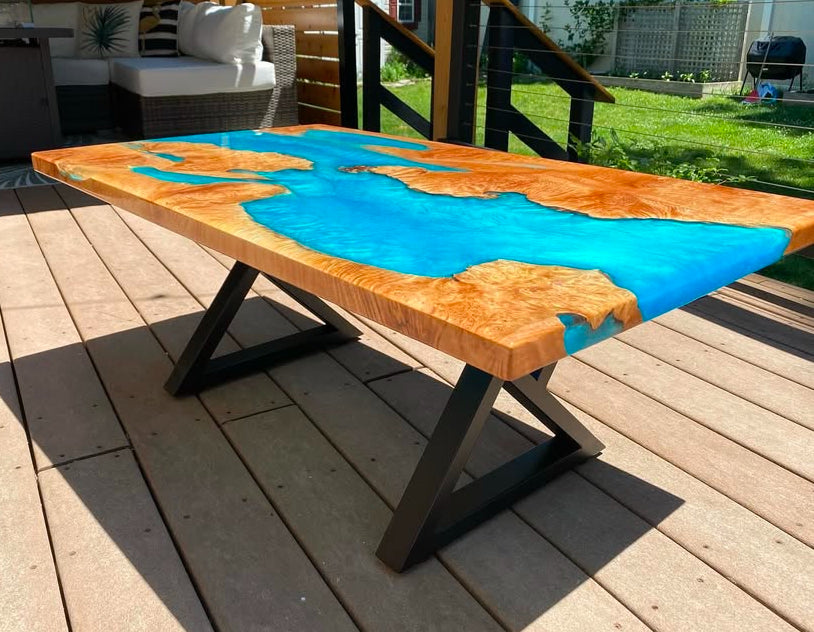 Maple with Blue/Green Epoxy Coffee Table