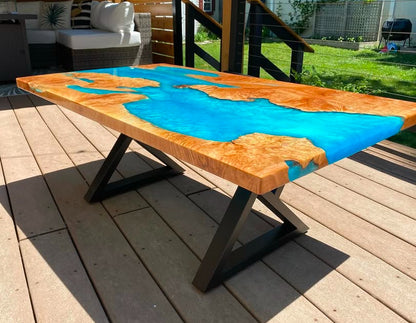 Maple with Blue/Green Epoxy Coffee Table