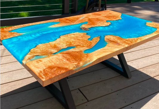 Maple with Blue/Green Epoxy Coffee Table