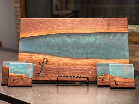 Personalized Charcuterie Board With Coasters